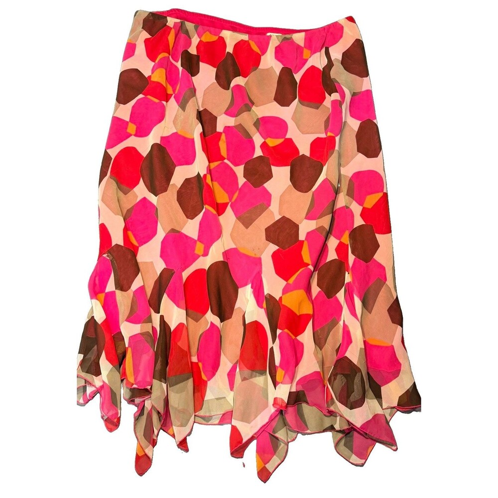 Vintage Cato High Low Midi 22/24W SKIRT Pink Abstract Flowy Boho Cottage Beauty